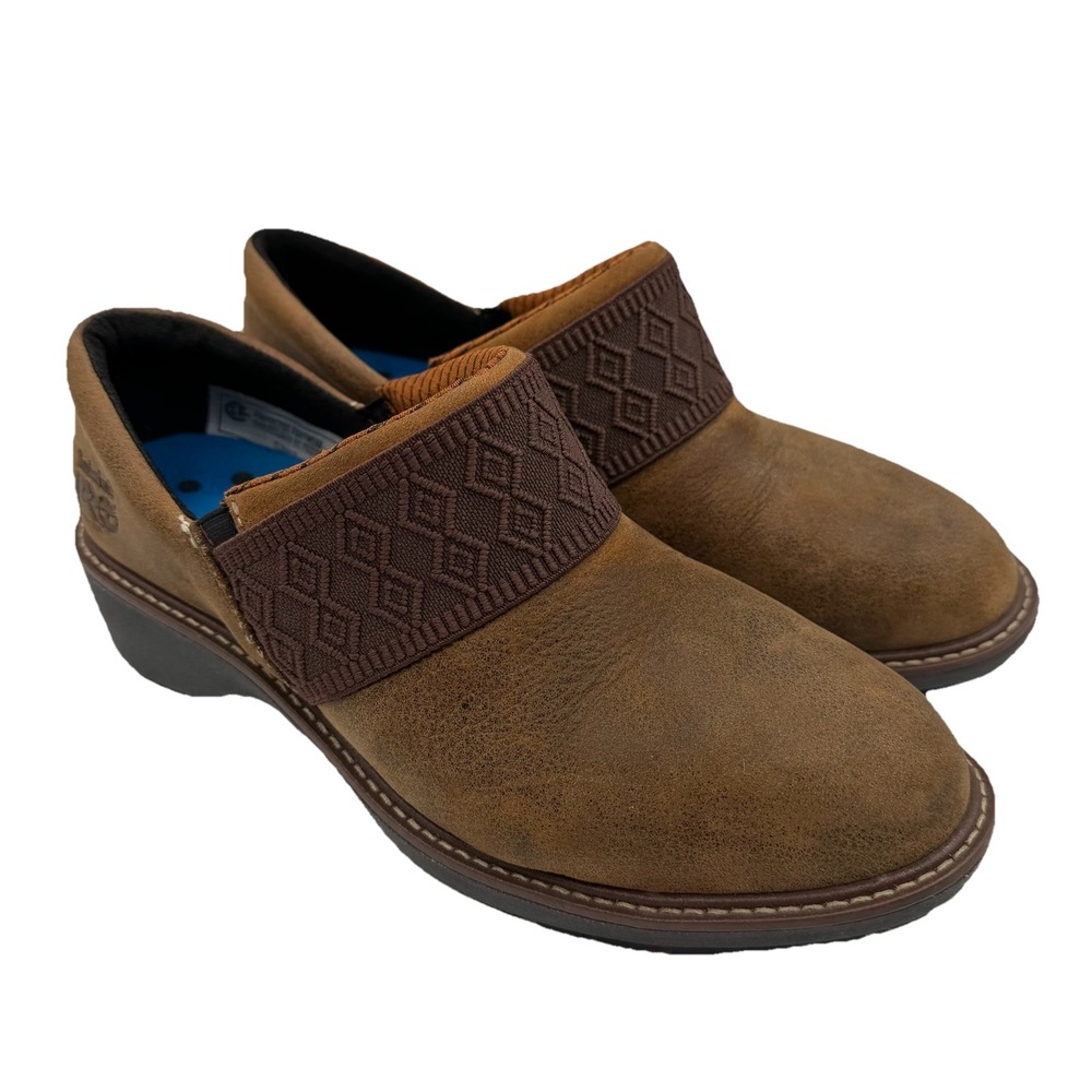 Timberland Pro Riveter Clogs Womens 7.5 Brown Alloy Safety Toe Slip On Work Shoe